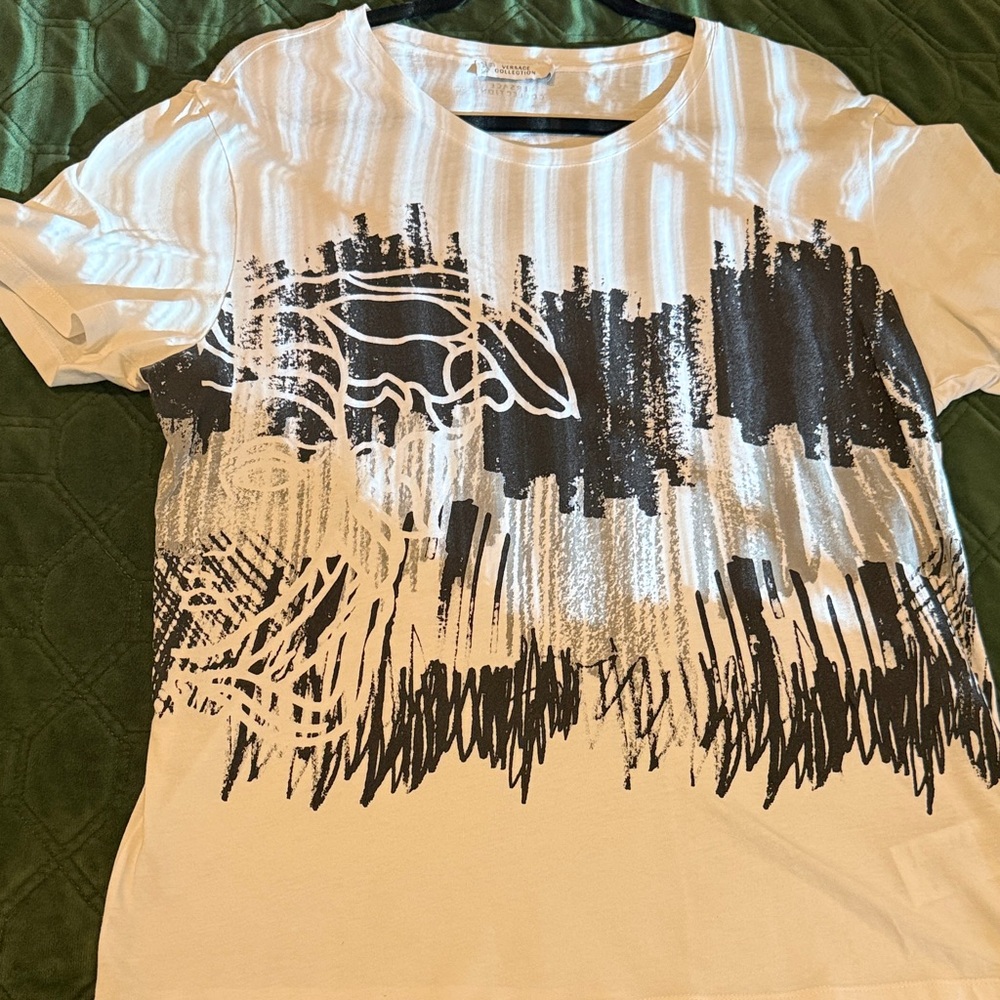 Versace White and Black Short Sleeve Tee